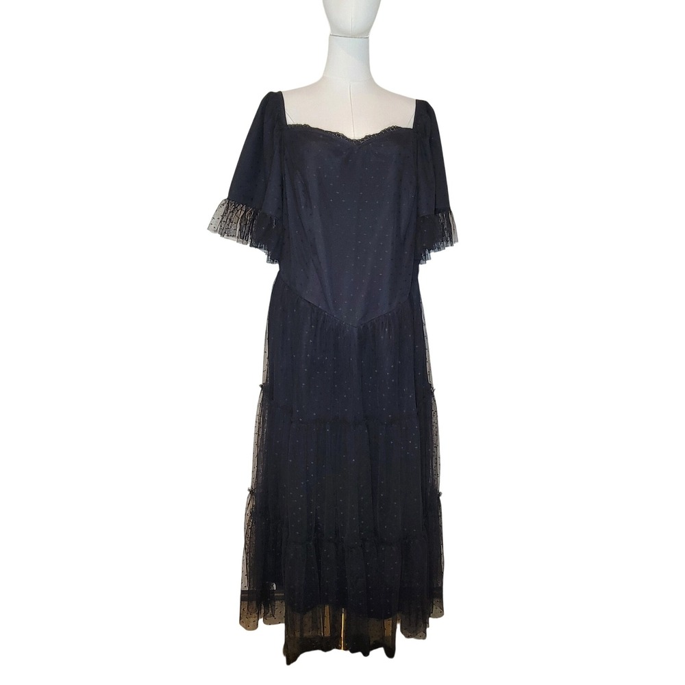 JessaKae Black Tulle Dress 1X NWT Formal Wedding Guest Whimsical Cottagecore - Picture 2 of 8